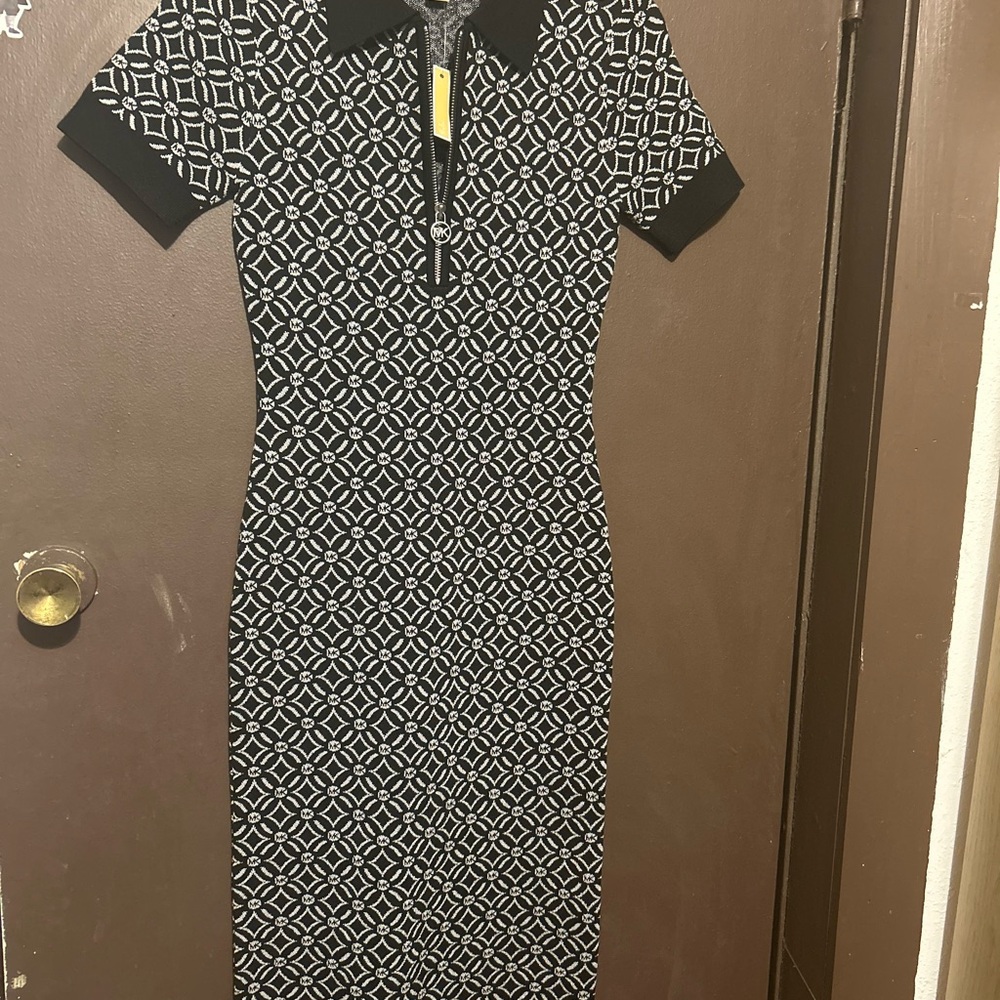 Michael Kors Black and White Geometric Dress